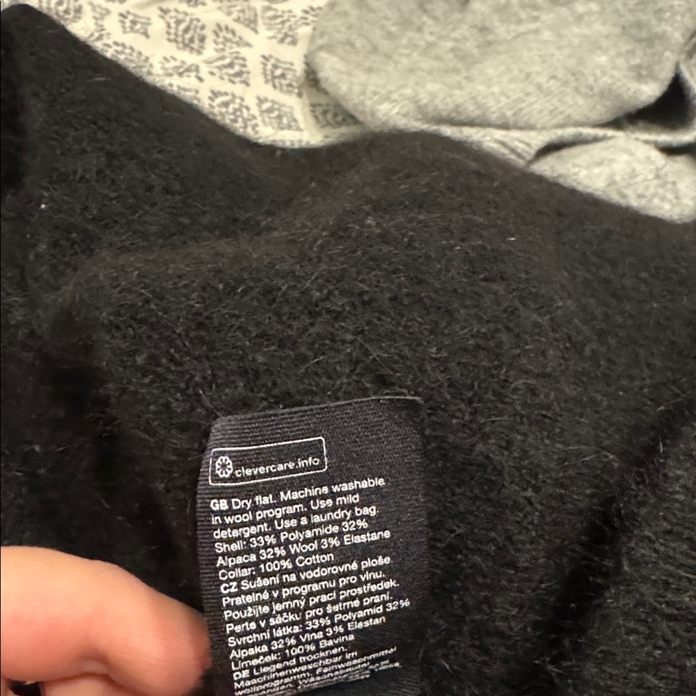 & Other Stories Black Cardigan with White Embroidered Collar Size M